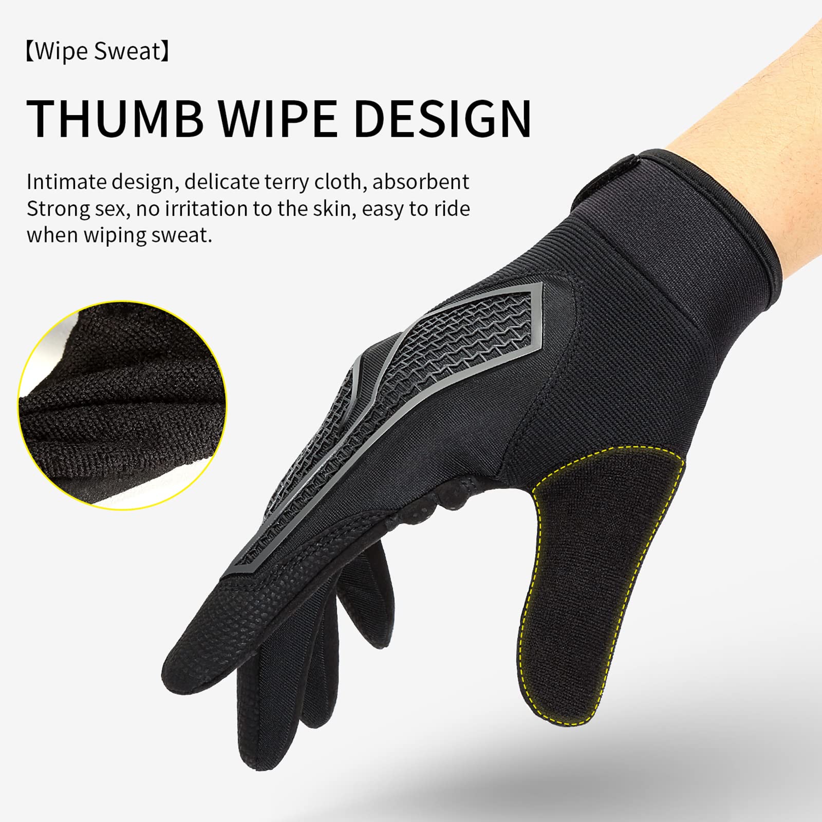 Guantes de Ciclismo de Dedo Largo de Invierno Guantes de Pantalla Táctil Forro a Prueba de Viento Ciclismo MTB Antideslizante Guantes Acolchados Que Absorben Los Golpes