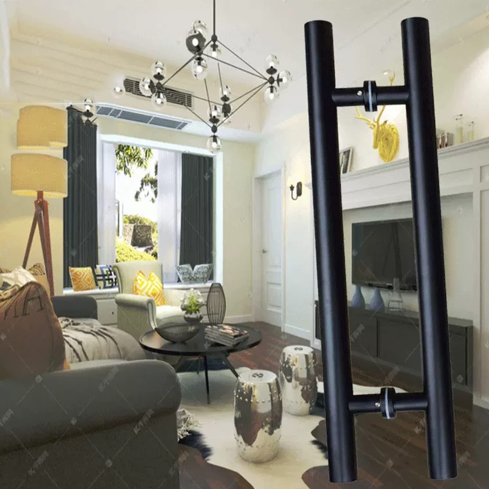 Poignée de porte de grange double face en H pour porte coulissante en bois