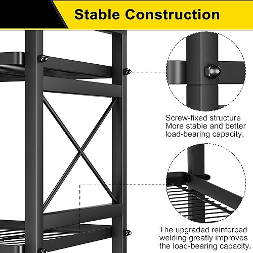 Miniatura 4 de GIOTORENT Estantes de almacenamiento de despensa, estante de almacenamiento de metal de 6 niveles con marco lateral en forma de X, estante
