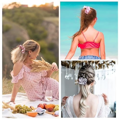 Miniatura 7 de 200 coleteros de satén a granel, 52 colores para cola de caballo, bandas elásticas de satén de color sólido para mujeres, adolescentes, regalo de