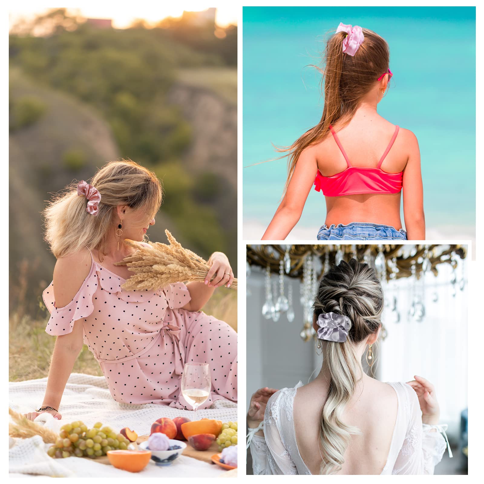 200 coleteros de satén a granel para coleta de caballo, bandas elásticas para el cabello, accesorios para el cabello para mujeres y niñas, regalo de cumpleaños del día de San Valentín, 52 colores