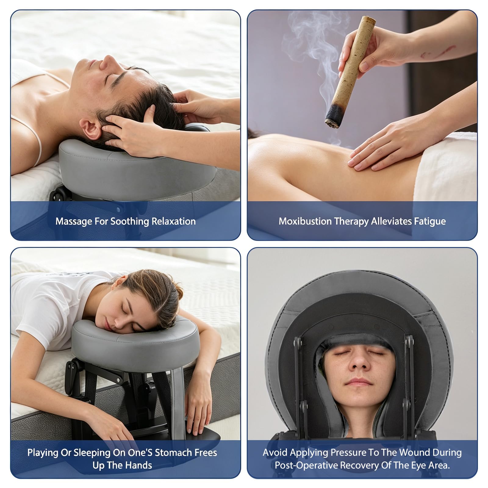 Mesa de Masaje Facial con cojín Universal Ajustable reposacabezas(Gris) | Mesa de masaje facial con cojín universal ajustable reposacabezassoporte facial, masaje domésti