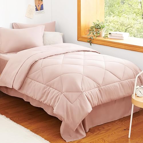 CozyLux Twin XL Comforter Set Blush Pink - 5 Pieces