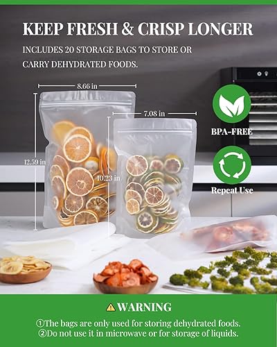 Miniatura 6 de GDOR El deshidratador de alimentos incluye pantalla de malla hoja de rollo de frutas recetas máquina deshidratadora de 5 bandejas con control de