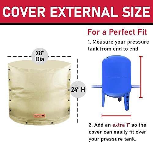 Vista 34 de Redford Supply Co. Cold Snap (5°F) - Cubierta aislante redonda para tanque de presión, 3 vías, 8 pulgadas de diámetro x 12 pulgadas de alto, Beige