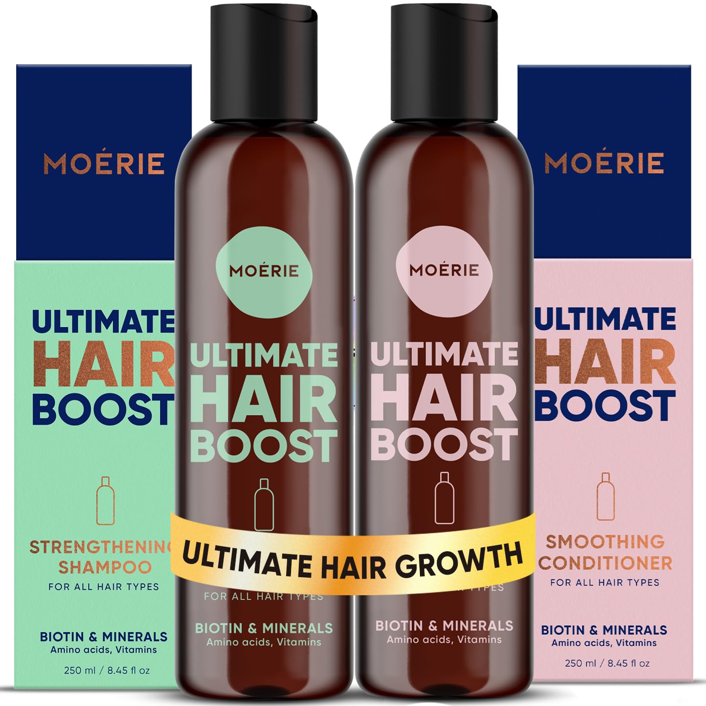 Moerie Ultimate Hair Boost Shampoo and Conditioner – For Longer
