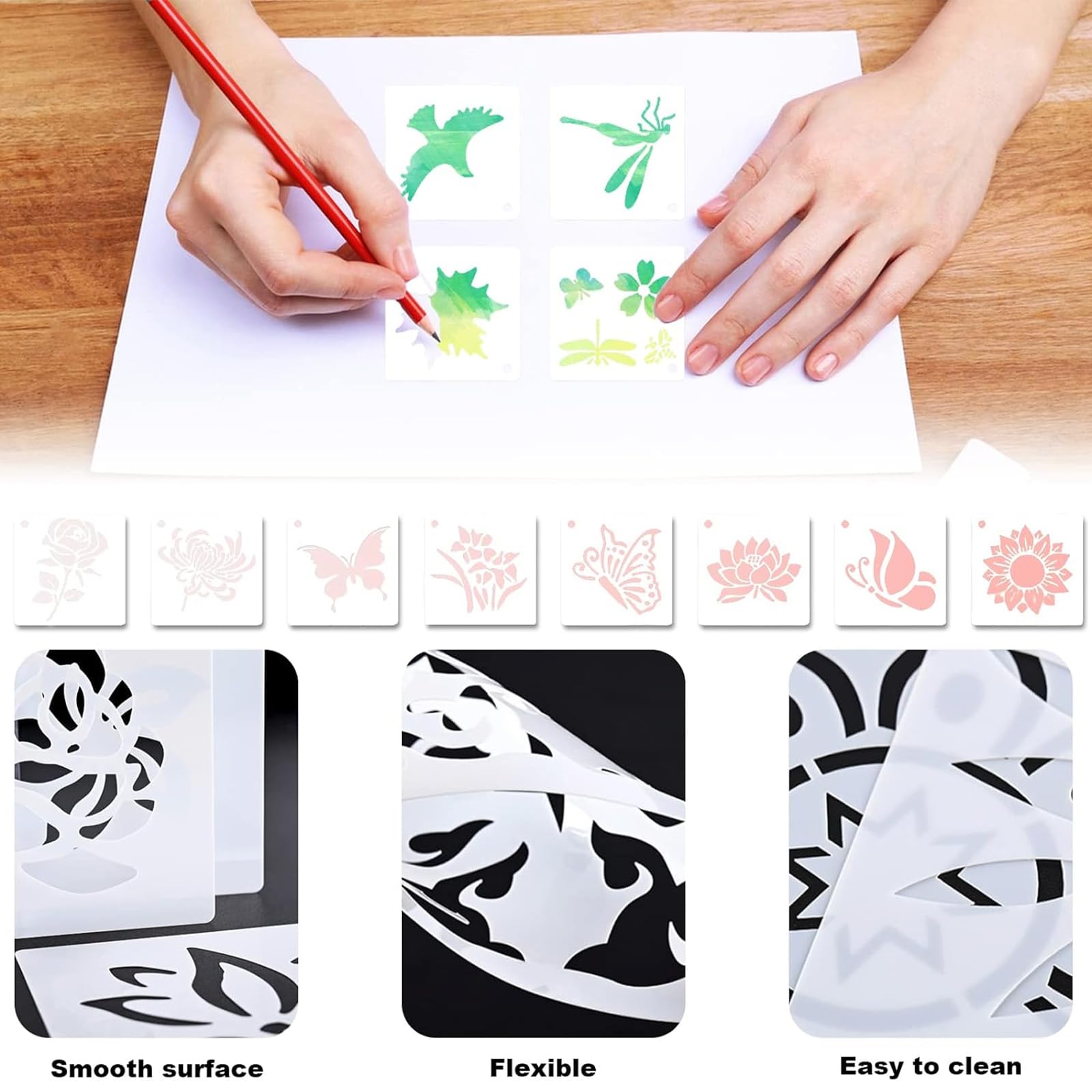 12 Pezzi Stencil per Bordi Di Fiori per Pittura, Stencil Di Bordi per