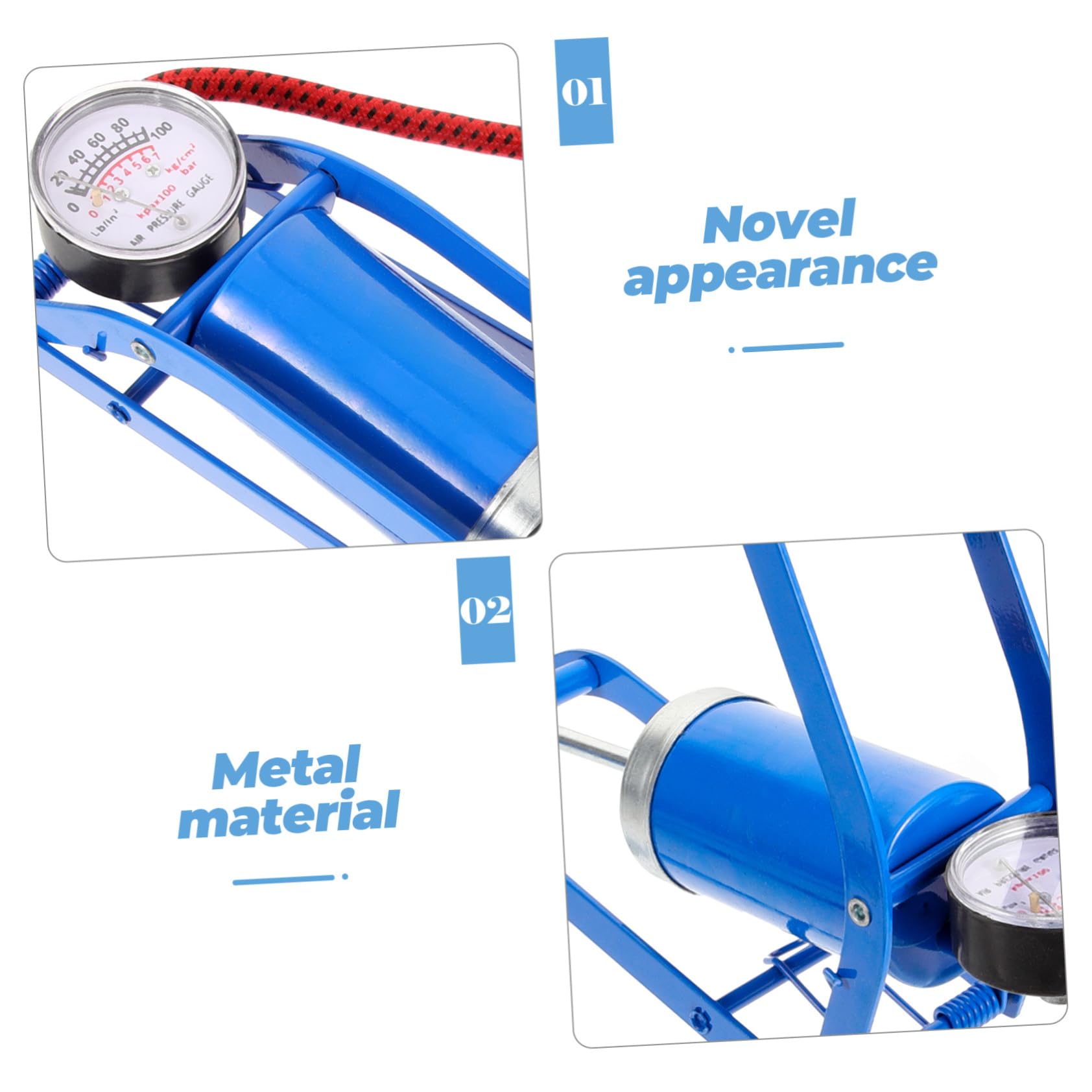 Toddmomy Fahrradluftpumpe Hochdruck Fußpumpe Luftpumpe für Bike Auto Ball Fußpedal mit Barometer Rot