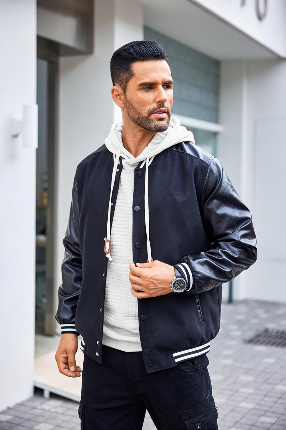 COOFANDY Mens Hoodies Sweatshirts Long Sleeve Fashion Waffle Knit Pullover Hoodie with Pocket
