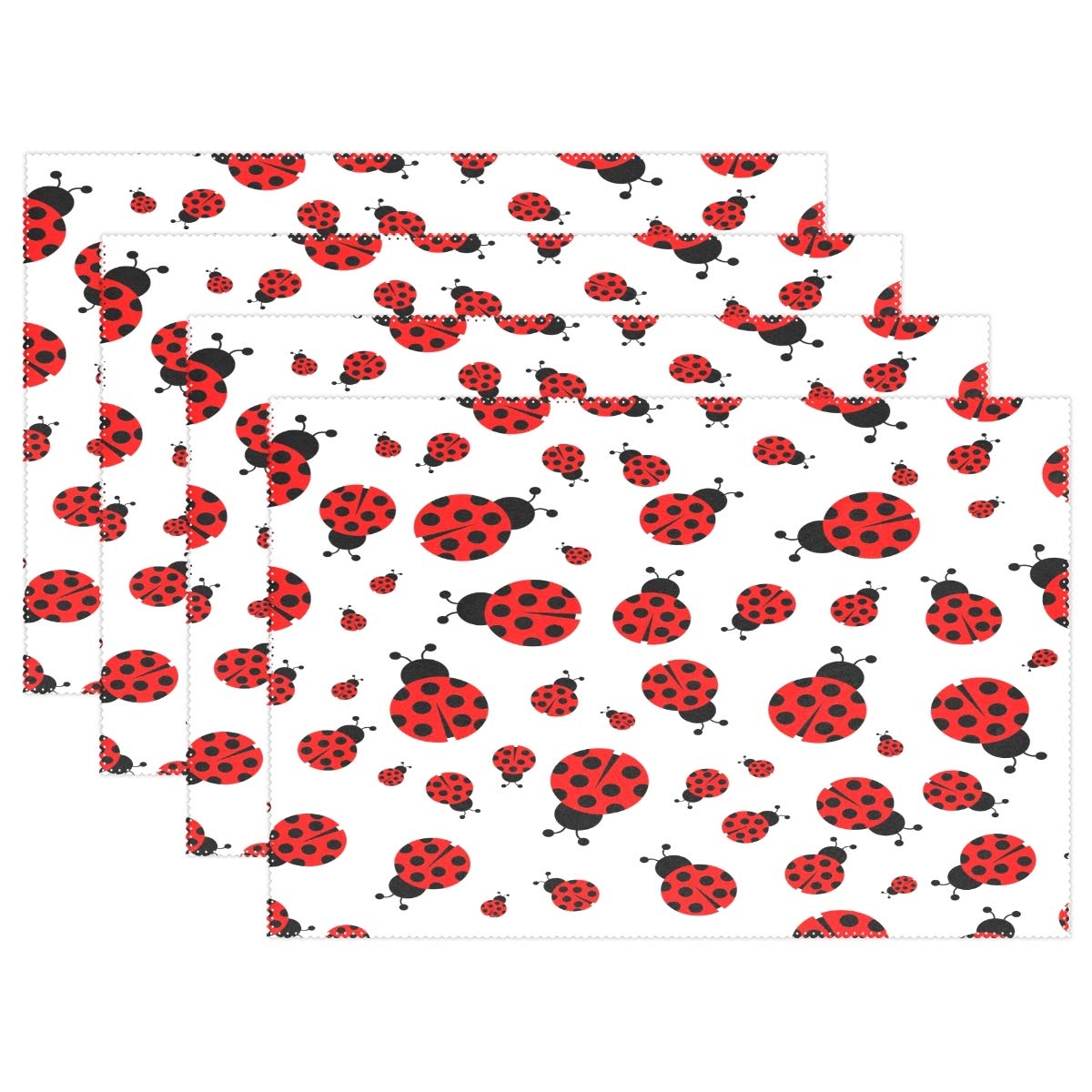 visesunny Placemat Table Mat Desktop Decoration Cute Ladybug Placemats Set of 1 Non Slip for Dining Home Kitchen Indoor 12x18 in