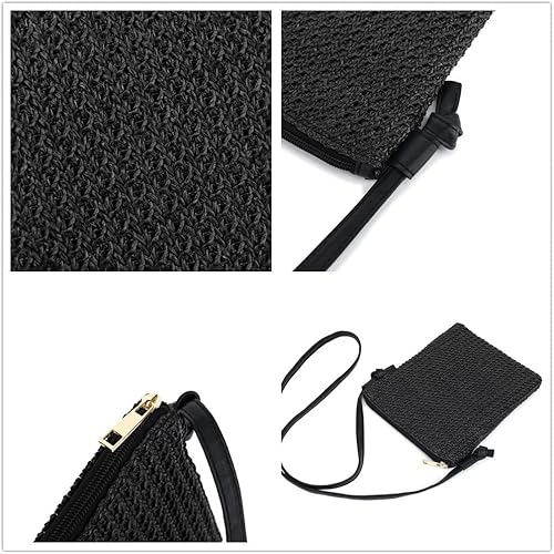 Miniatura 4 de Bycobecy Bolsa de playa de paja para mujer, lindo bolso de verano, bolsa cruzada pequeña de paja para vacaciones