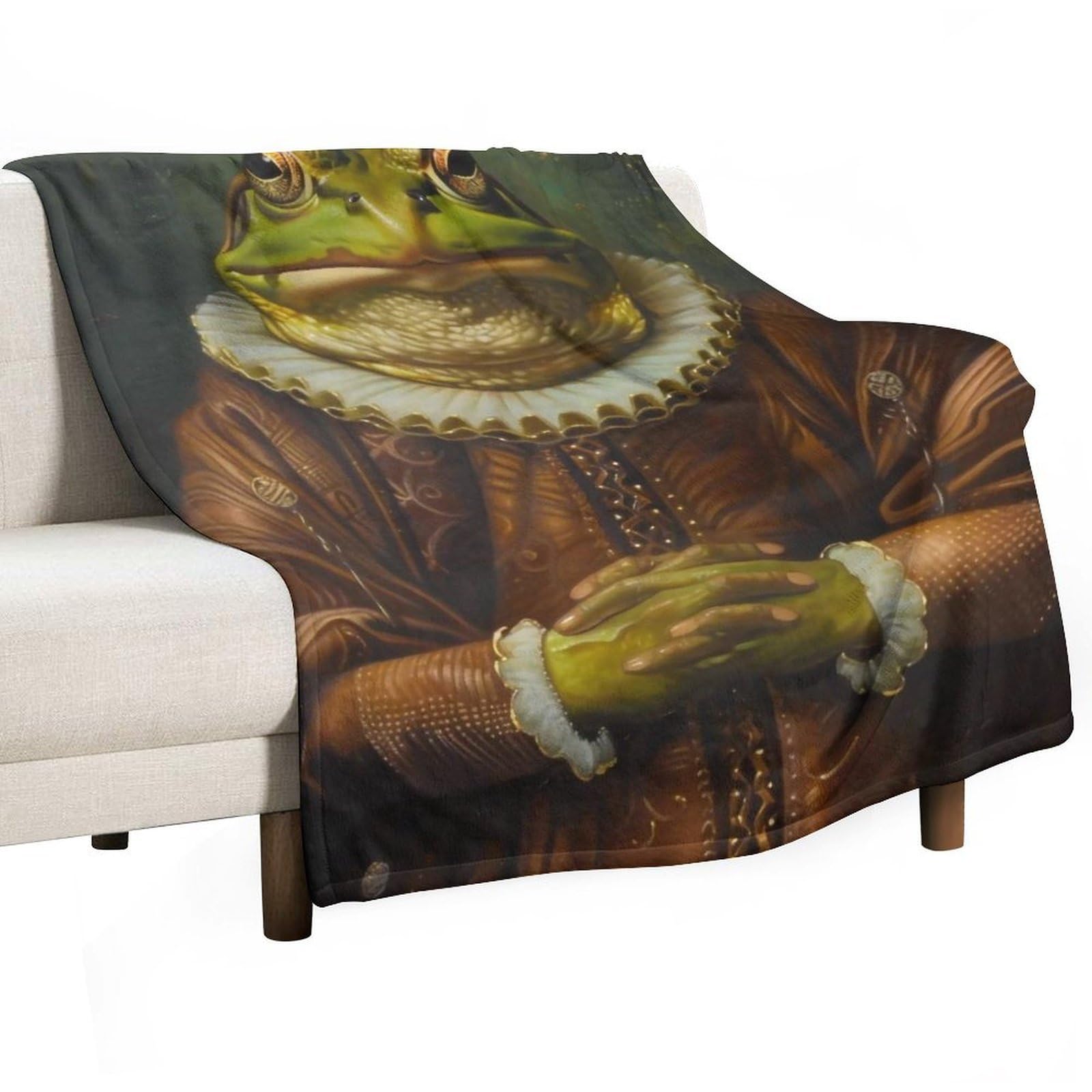 YHGSREUOH Frog Mona Lisa 01 Flannel Blankets Fleece Soft Throw Lightweight Plush Gifts for Couch, Bed, Cozy Sofa Plush, Chair, Lovers 80x100cm(30x40in)