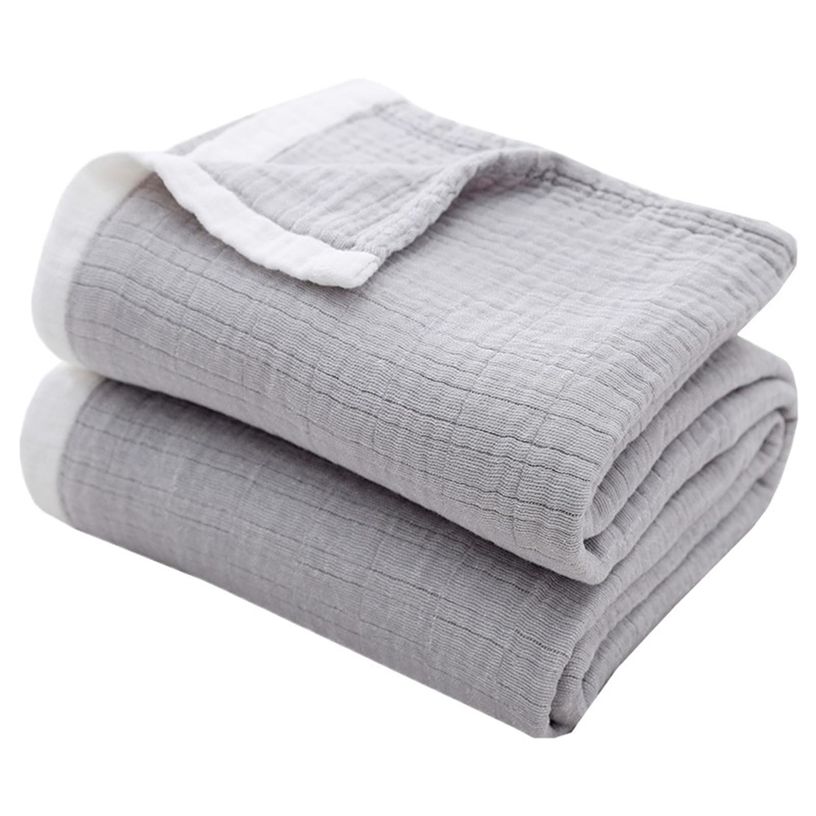 FIgpmwld Cotton Muslin 4-Layer Yarn Dyed Throw Blanket Multiple Sizes(Color4,150x200cm)