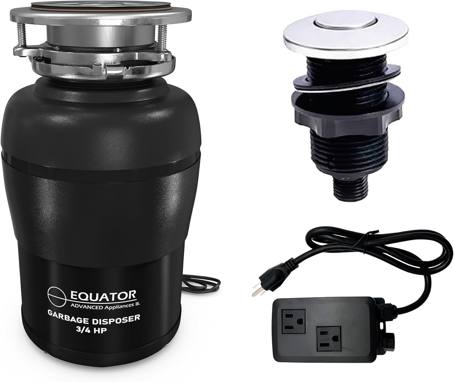 Equator Garbage Disposal 3/4HP ULTRA QUIET +Air Switch Countertop Operation 110V