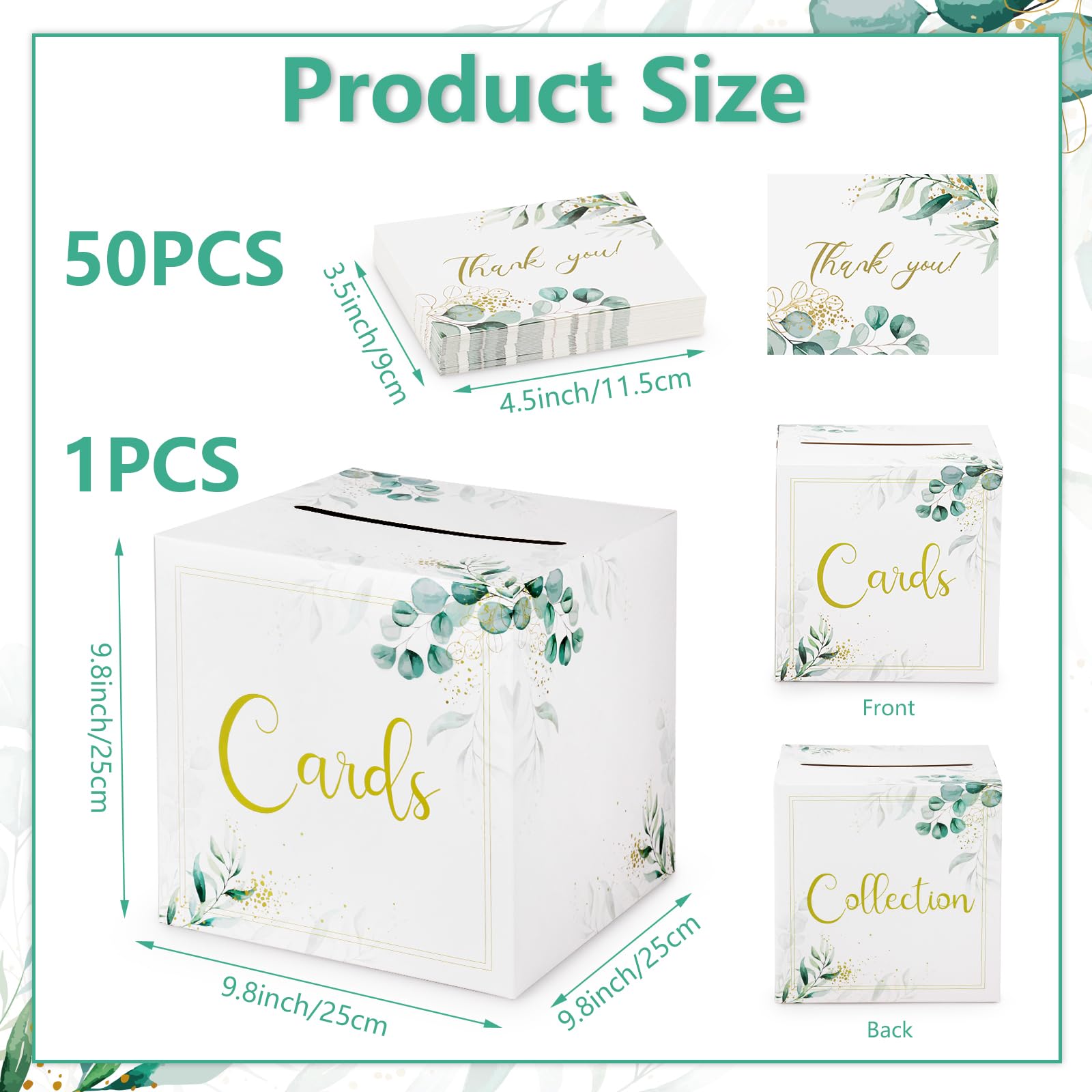 Boîte à Cadeaux Mariage + 30 Cartes Félicitation - Blanc - 25x25x25 Cm - Pour Réception