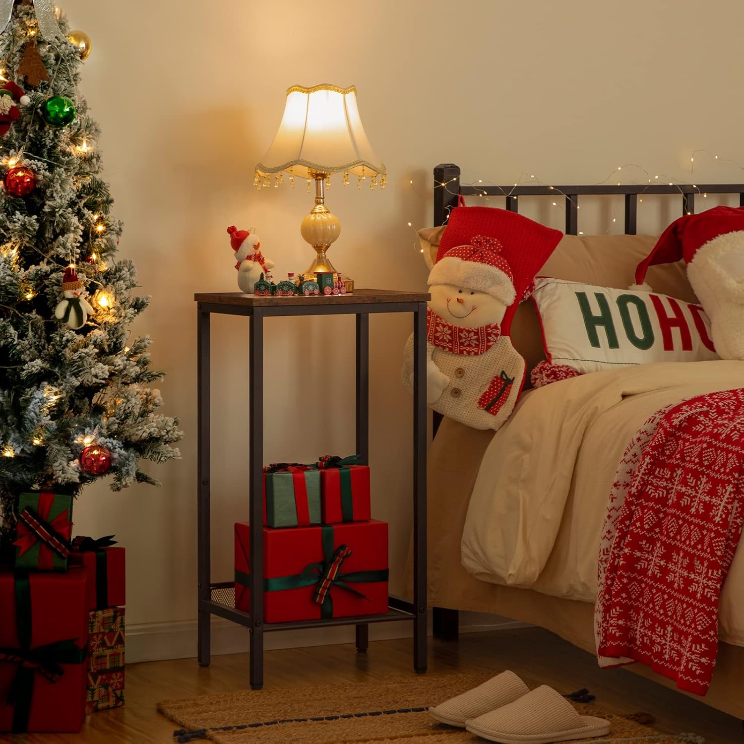 HOOBRO Narrow Console Table and Tall Side Table Bundle, 29.5" Small Entryway Table, Industrial End Telephone Table, BF75XG01-BF03DH01