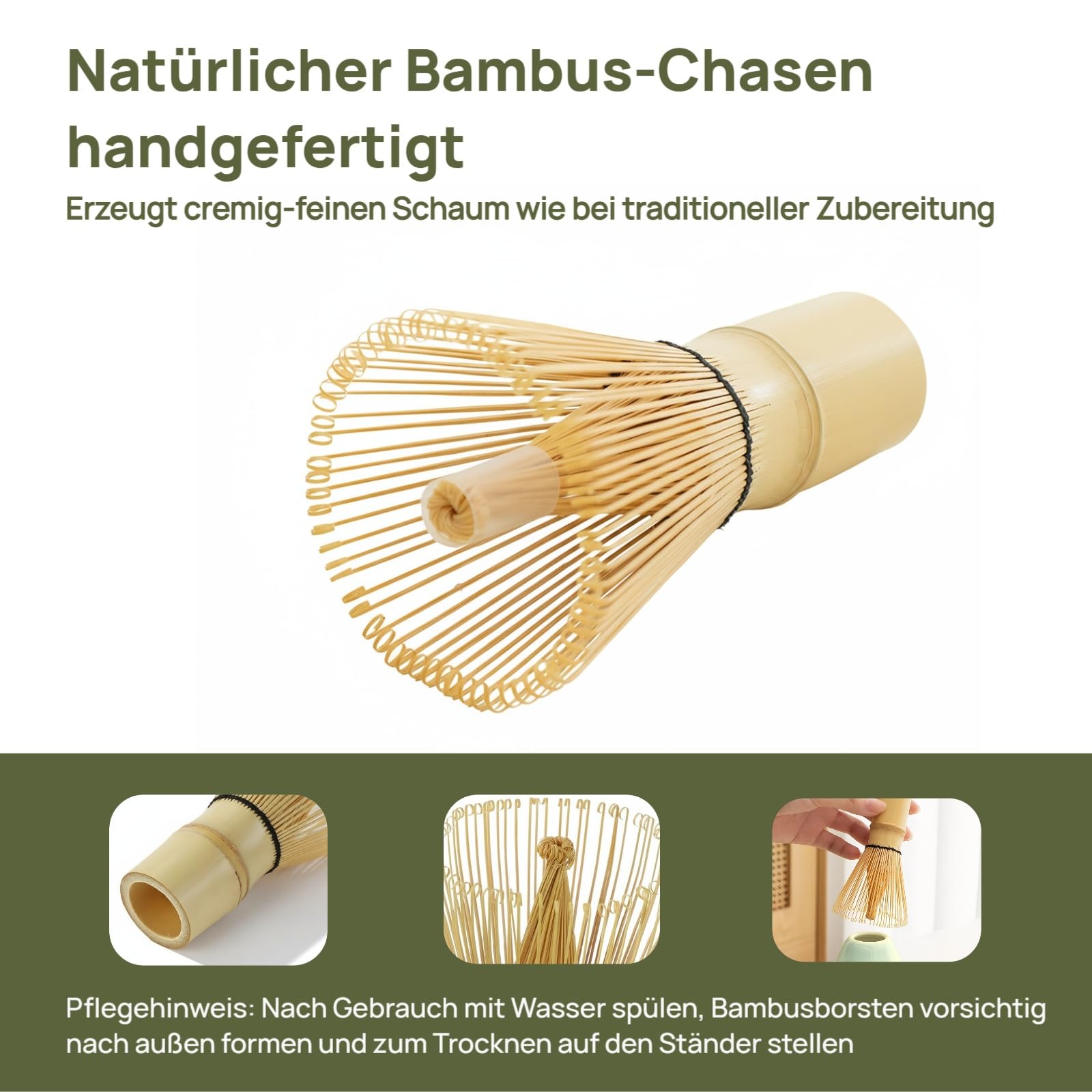 Matcha Set 7-tlg, Hellgrün Matcha Schale aus Keramik mit Matcha Besen aus Bambus und Besenhalter, Sieb, Löffel & Tee-Tuch für Matcha-Zeremonie zu Hause oder als Geschenk