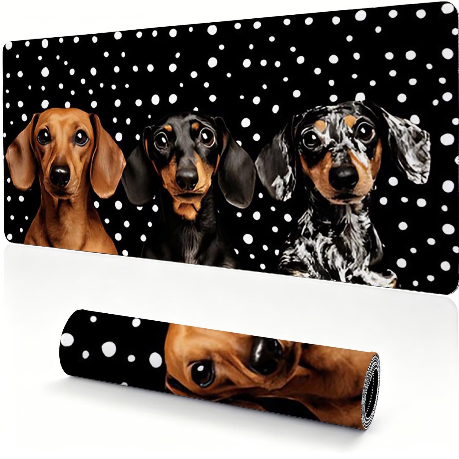 Tappetino Mouse Gaming XXL, Grande Mousepad 1200x600x4mm nero cane 0x0-227 | Tappetino Scrivania con Base in Gomma Antiscivolo Bordi Cuciti per Computer, PC, Migliora la Precisione e la Velocità