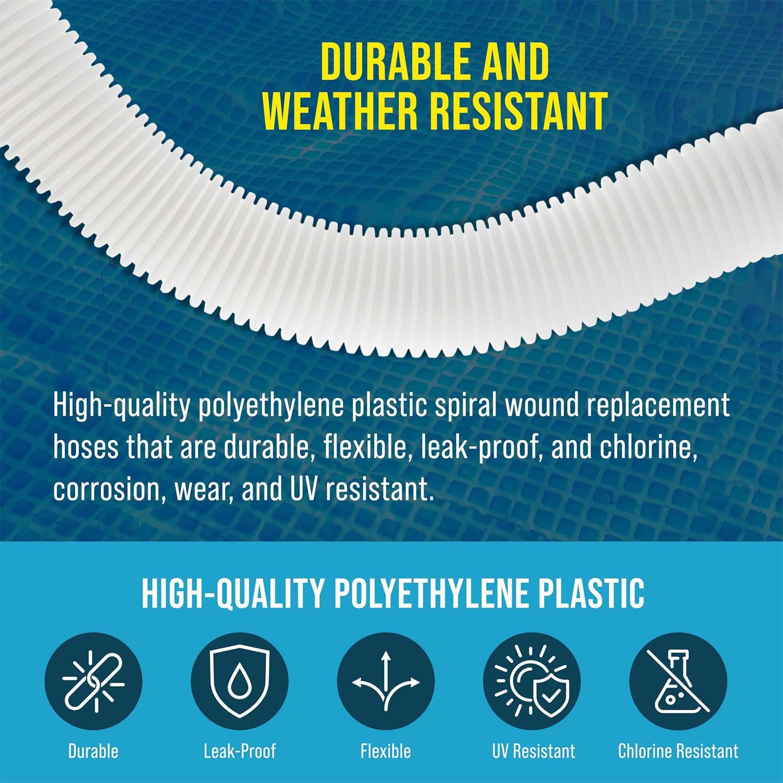 Tubo per pompa per piscina – Accessorio di ricambio per filtro, PVC da 1,5 pollici | Tubo di filtrazione della sabbia robusto e resistente all'acqua di mare, tubo di flessibile ad alta