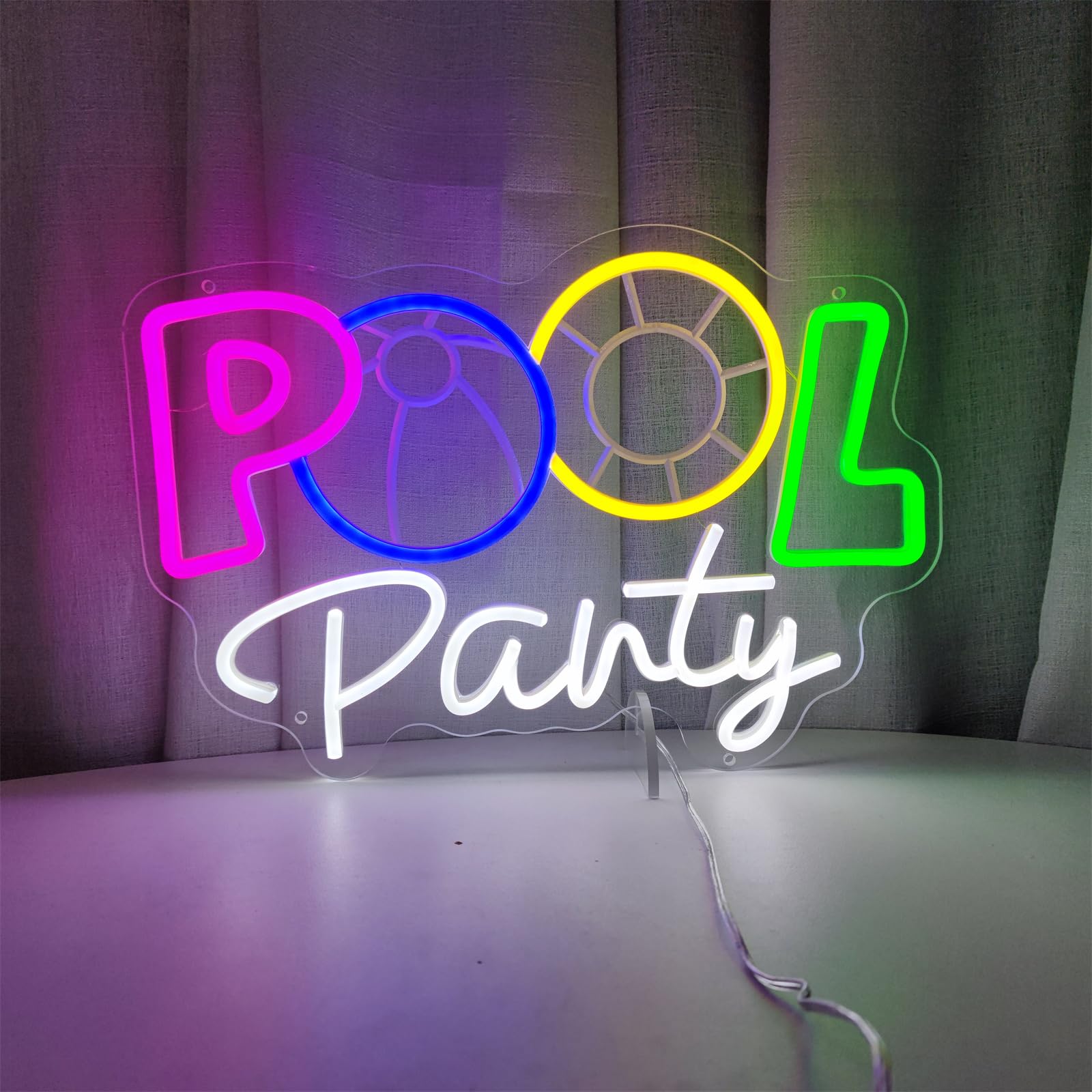 Pool Party Neon Sign for Wall Decor,Pool Party Decorations Neon Pool Party Supplies for Beach Party Bathroom Swimming Pool Wall Bedroom Decorative