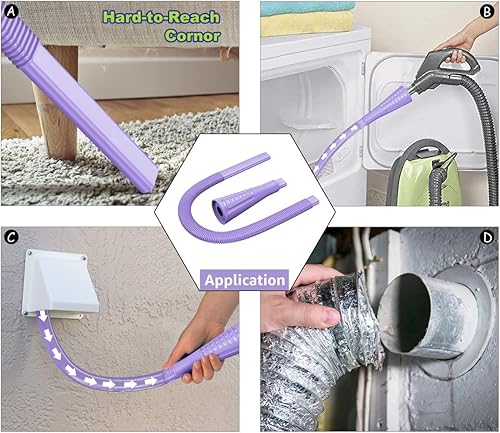 Vista 19 de Sealegend Kit de limpiador de ventilación de secadora y cepillo de pelusa para secadora, accesorio para manguera de vacío, cepillo removedor de Azul