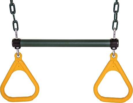 Jack and June Durable Playset Ring Trapeze Bar and Swing Combo with Large 50 Chains