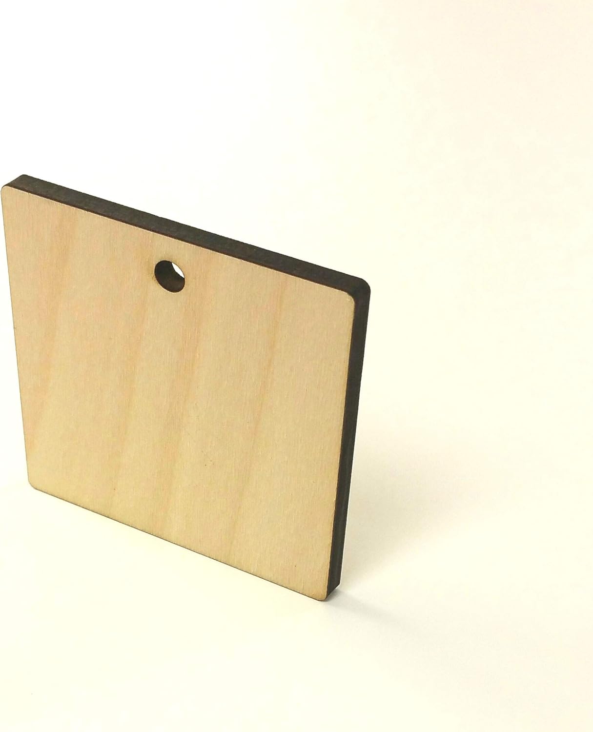 25 Wood Square Blank with Hole 3/16" Thick (Select Size) (5")