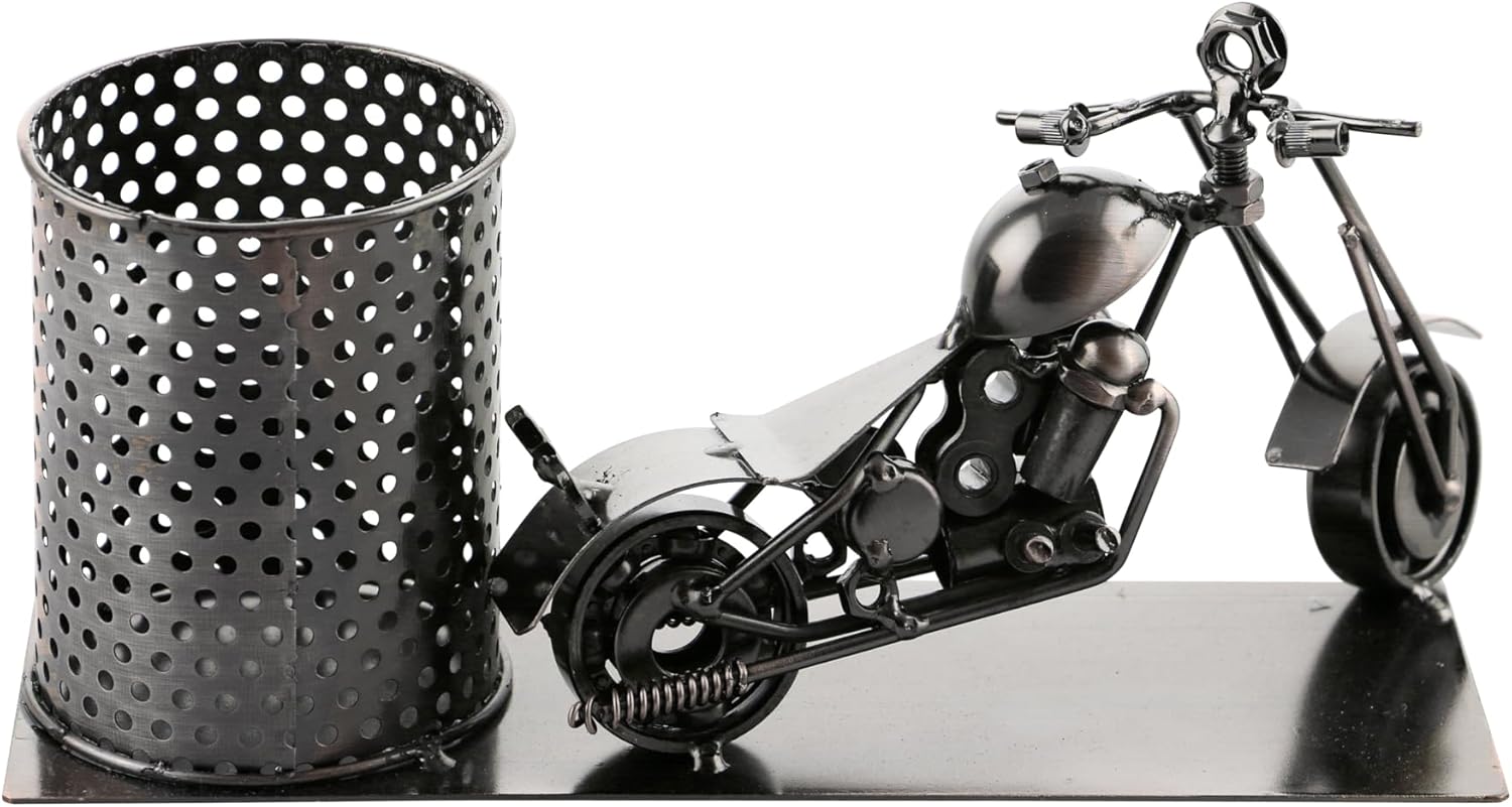 Handmade Chopper Motorcycle Business Pen Holder Desk Organizer