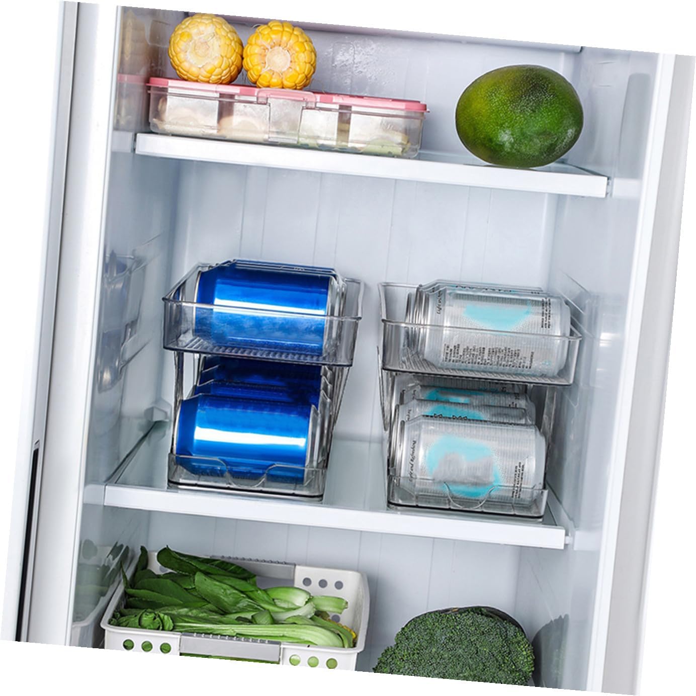 Cabilock Pet Material Can Organizer Double Layer Soda Can Holder Fridge Accessory Household Soda Holder