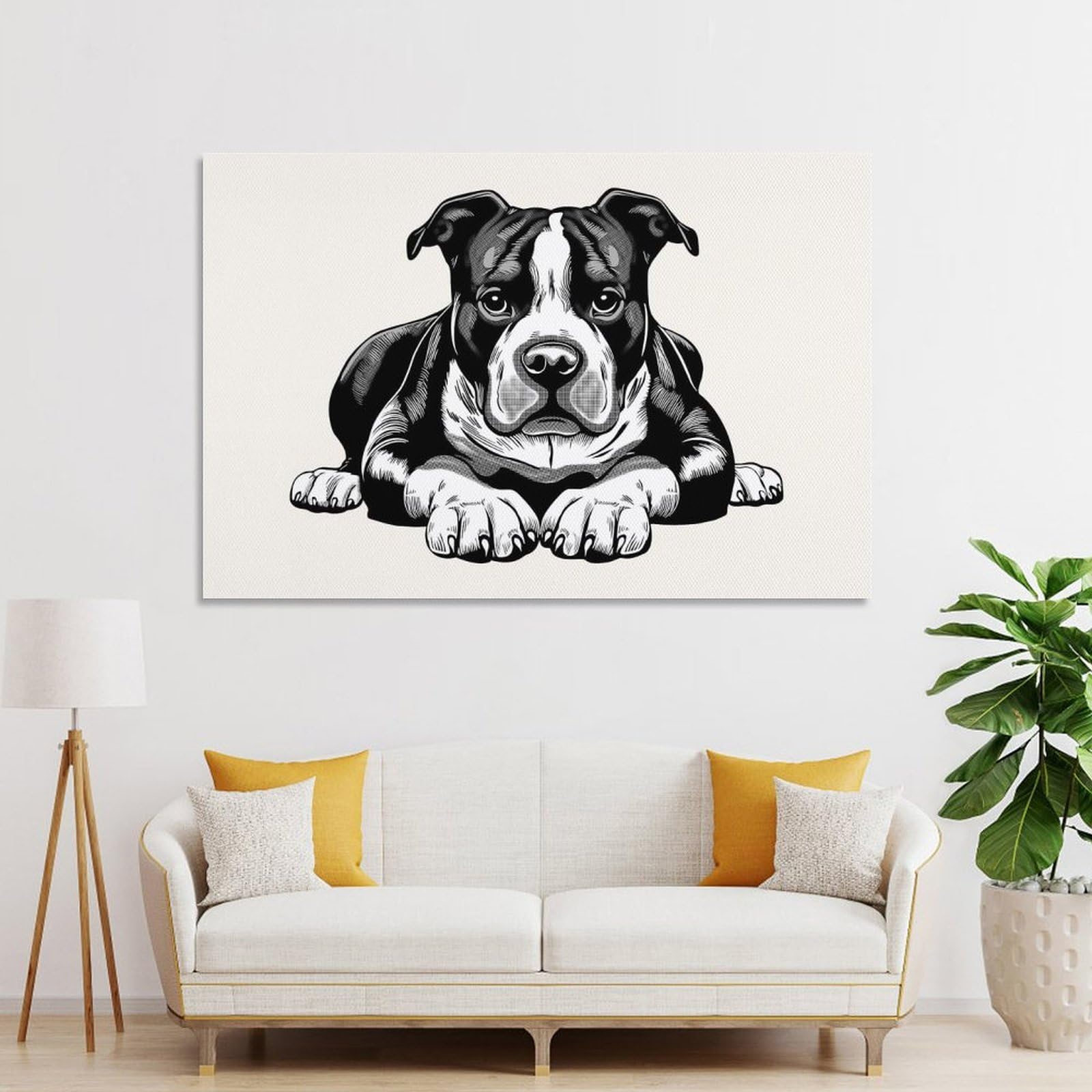 Junmoney Decorative Wall Artwork American Pit Bull Terrier, 20x30inch(50x75cm), for Corridors, Hallways Or Apartment Entries, Wall Decor to Refresh Empty Corners