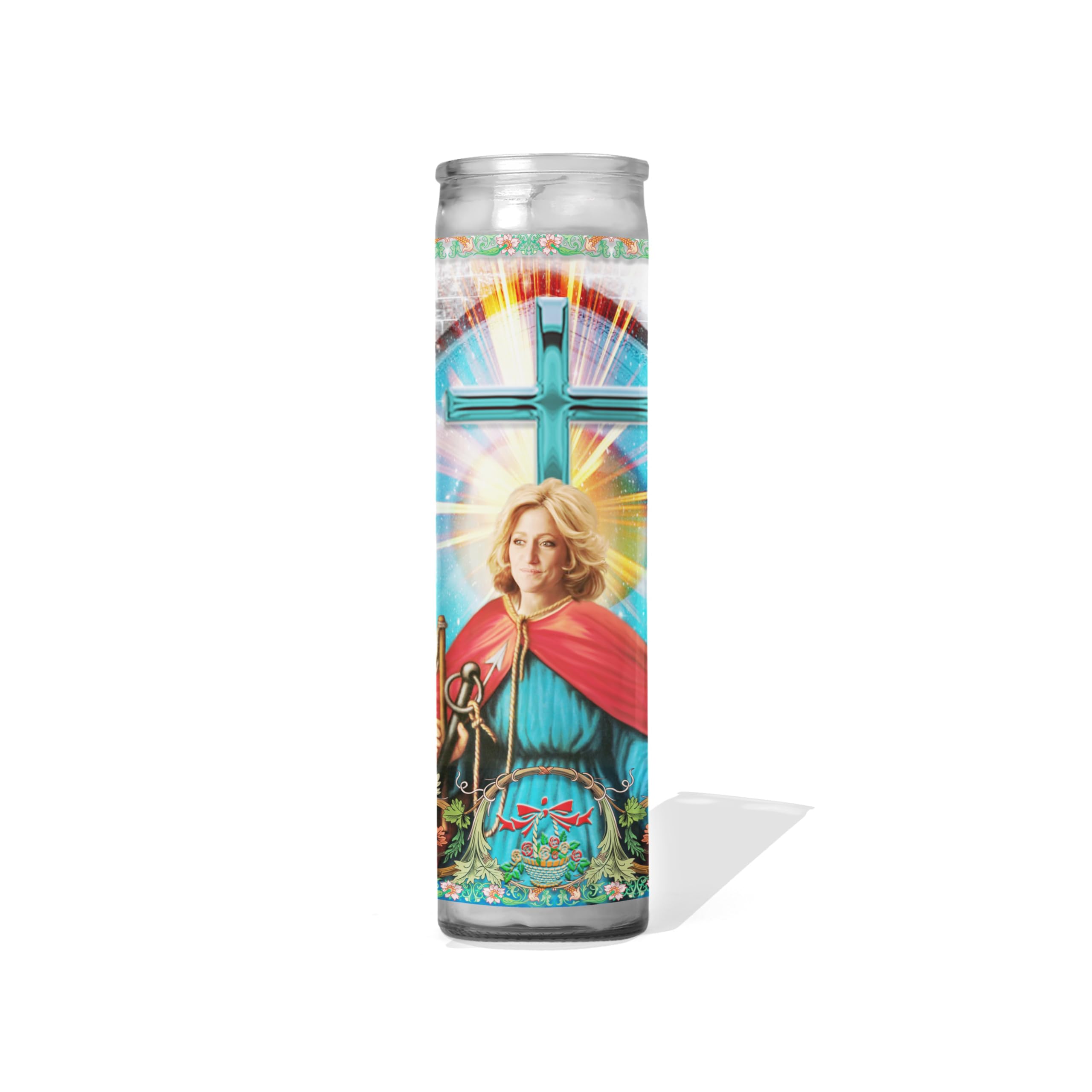 Saint Carmela - Celebrity Prayer Candle : Unscented | 8 inch Glass Prayer Votive - Handmade in USA | Funny Gift Idea