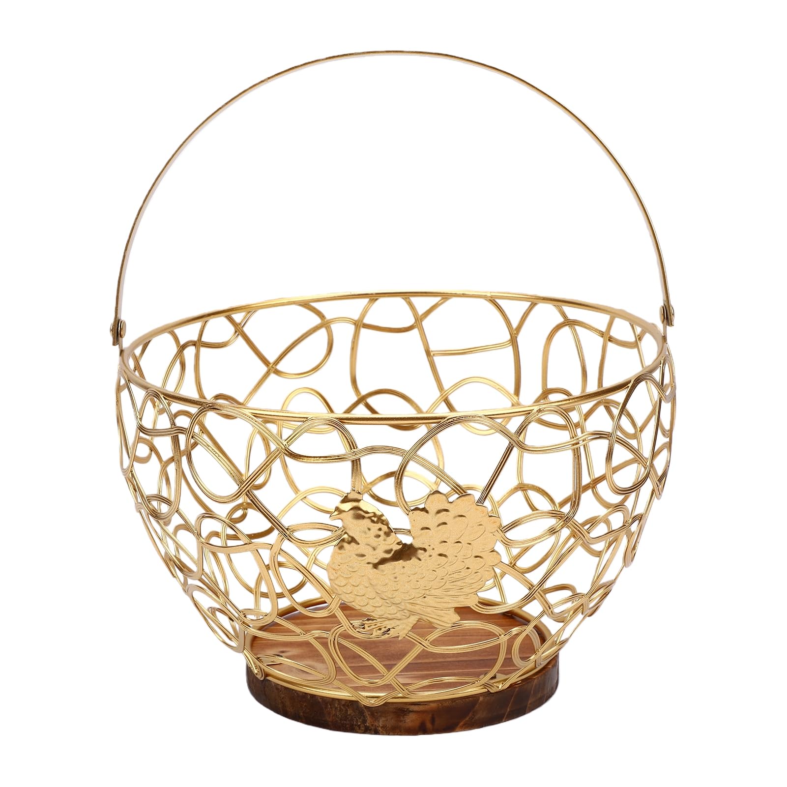 Cesta para huevos rústica de metal dorado para organizar verduras y frutas en la cocina
