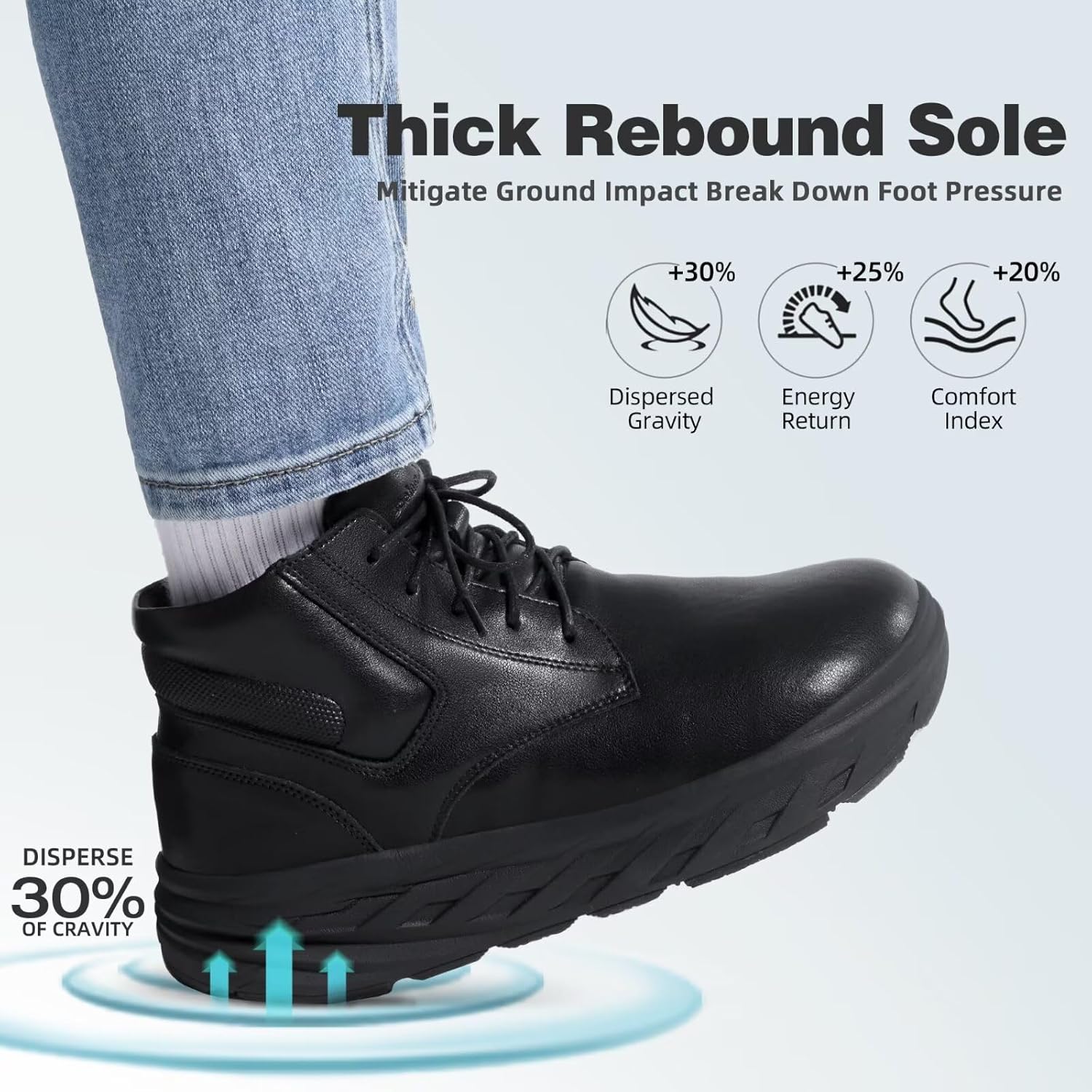 Men's Orthopedic Diabetic Winter Mid Boots: Wide Toe Box Dress Comfortable Arch Support Plantar Fasciitis Leather Oxfords Shoes, Casual Warm Modern Mid Ankle Boots for Foot and Neuropathy Pain Relief - Image 8