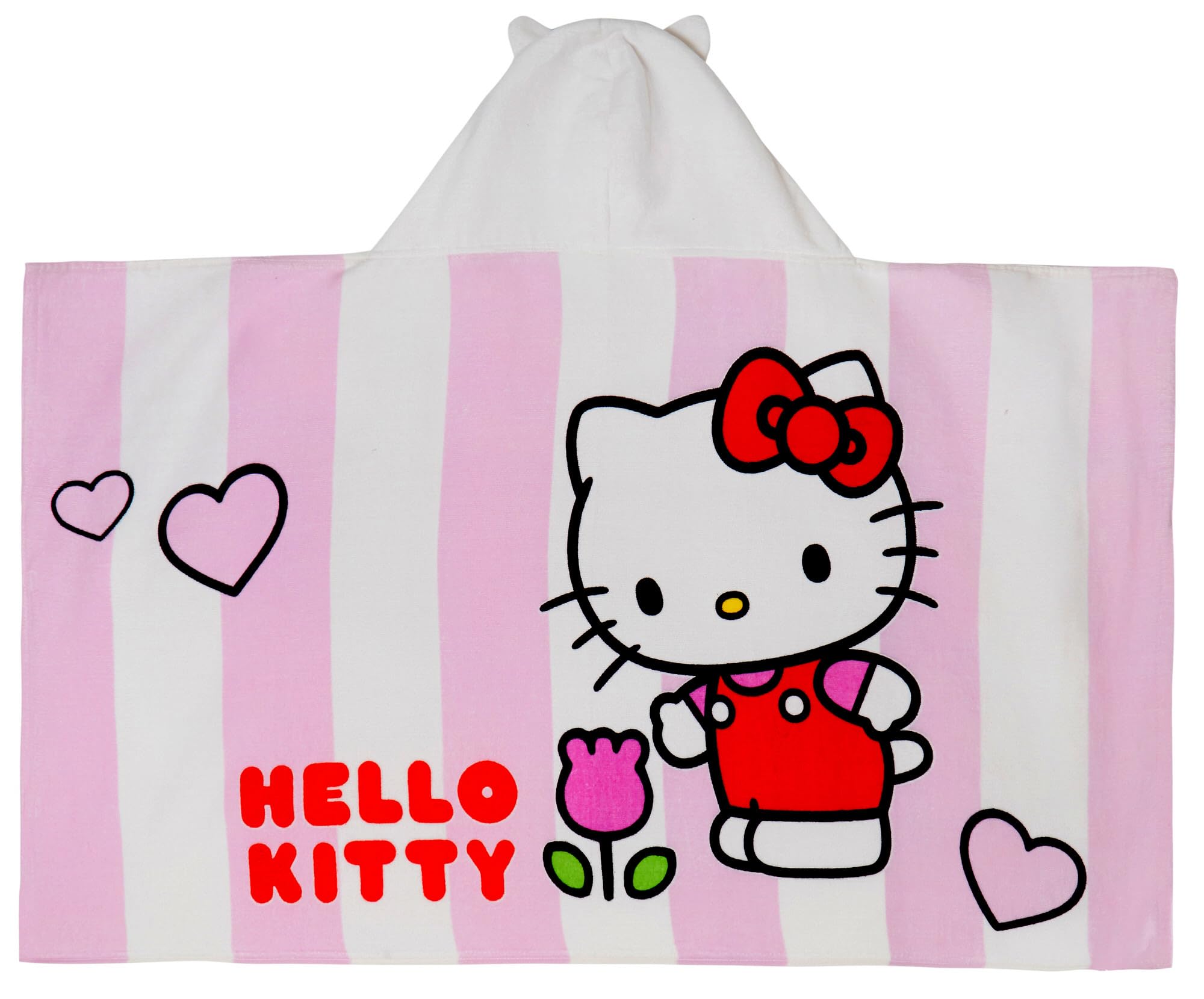 Hello Kitty Asciugamano con cappuccio con cappuccio 3D, poncho per ragazze, in cotone, telo da spiaggia, asciugamano da bagno, accappatoio