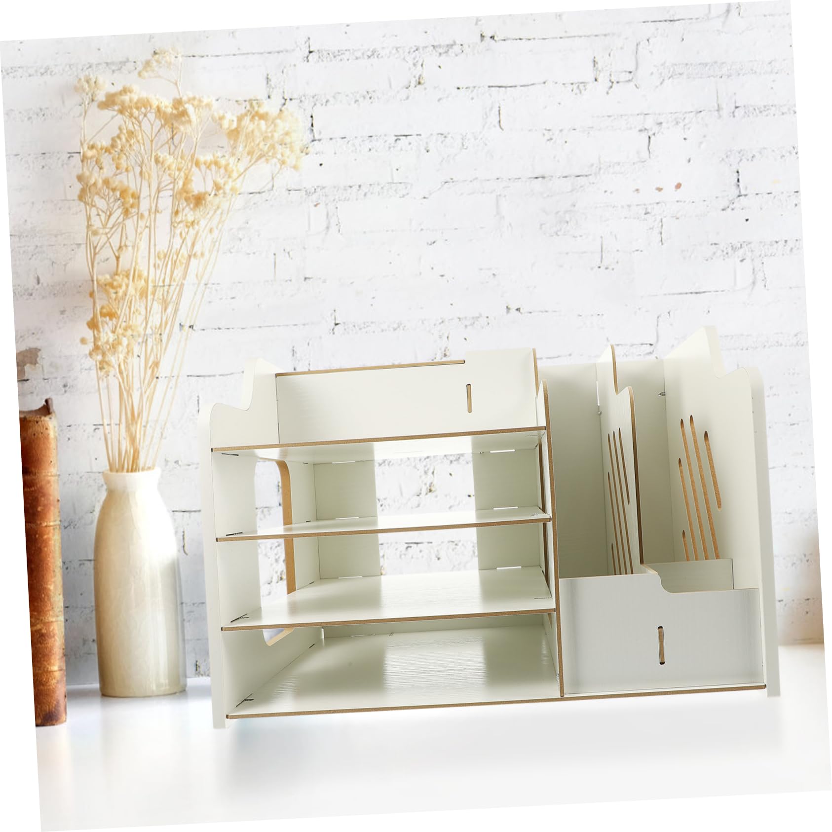 Organizador de Escritorio Multiusos Cajón, Tablero de Densidad Blanco | Compartimentos Versátiles y Diseño Moderno, Decoracion Colegio, para Mesa de Profesores y Aula Escolar