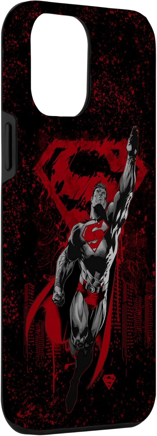 iPhone 12 Pro Max DC Comics Superman Distressed Red Painted City Poster Case