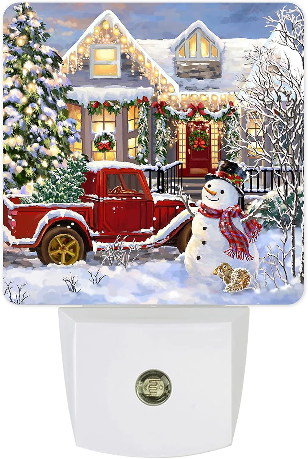 Plugin Night Light Lamp with Sensor, Christmas Tree Snowman and Farmhouse Truck Wall LED