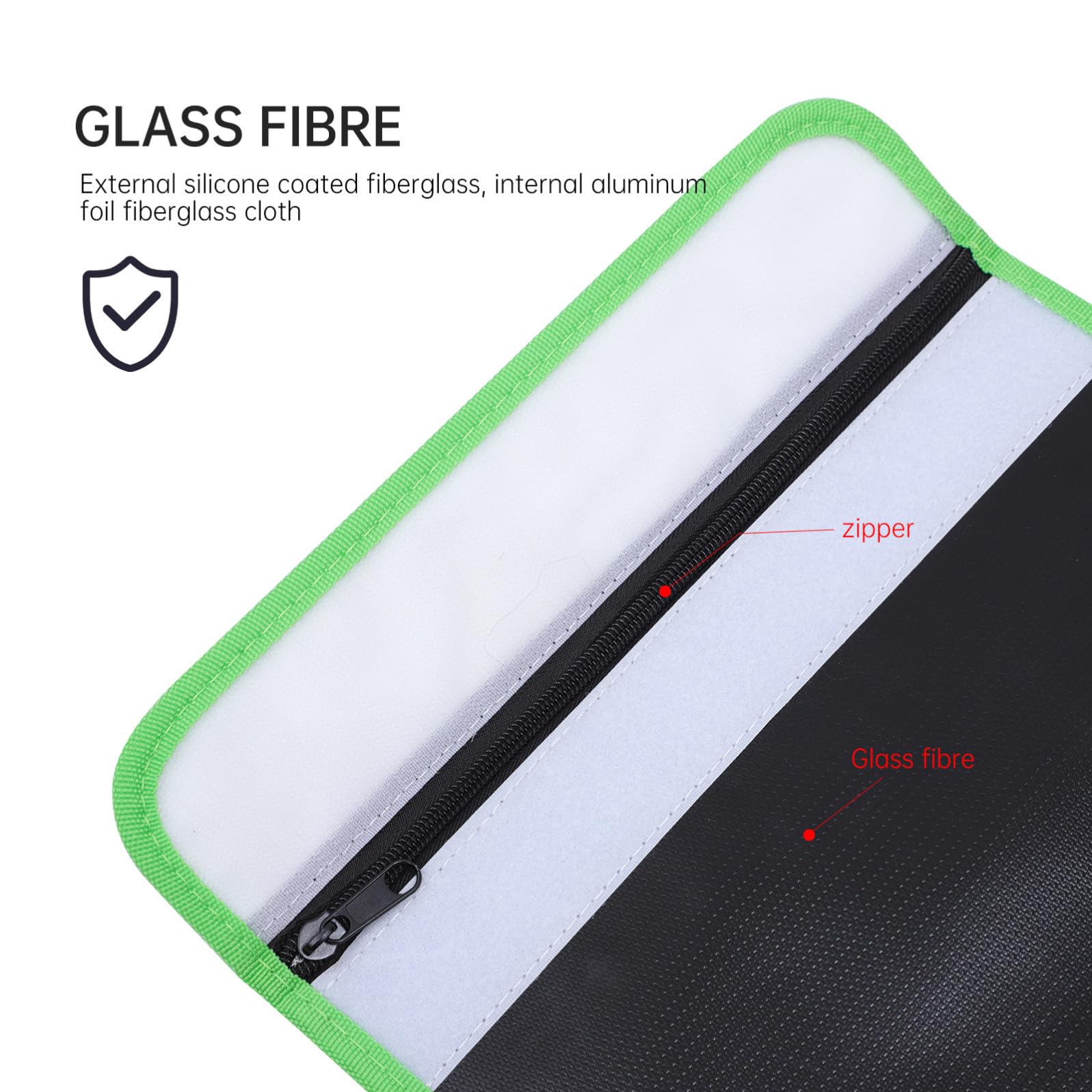 Abaodam Borsa Porta Ignifuga in Fibra di Vetro Rivestimento in Silicone per Ufficio e Casa, Protezione Contro