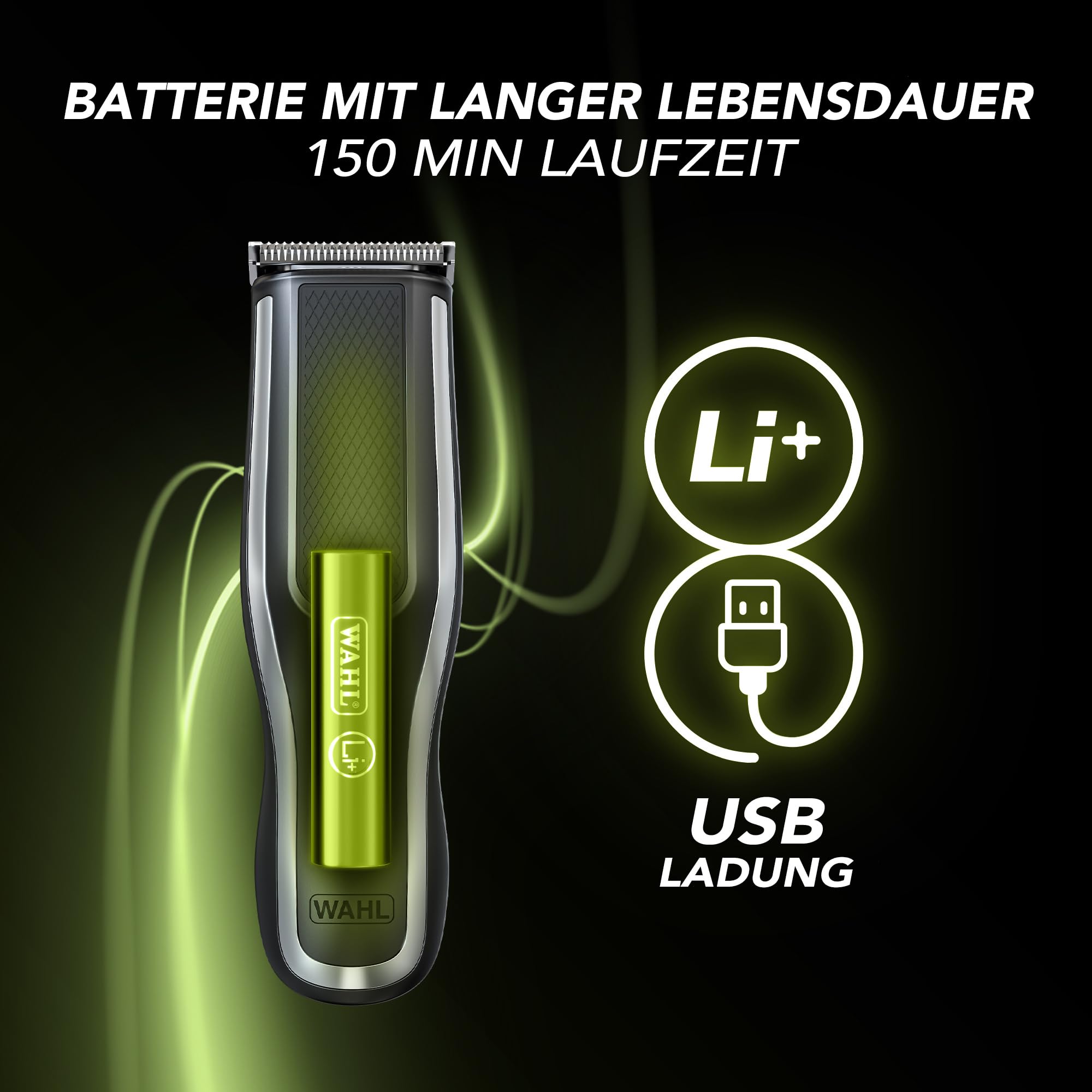 WAHL Self Clip 360 - Kit tagliacapelli senza fili, 10 pettini, ricarica USB, batteria a lunga durata, per uso domestico, set di taglio lavabile, buona presa, molto leggero
