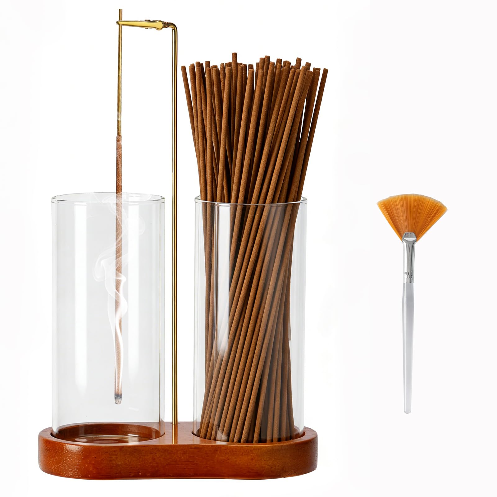 Amazon.com: Gvoeqoi Incense Holder with 2 High Glass Bottle,Wooden
