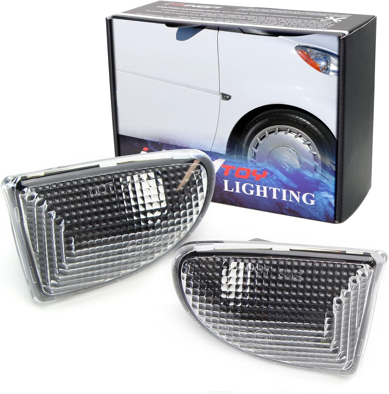 iJDMTOY Euro Clear Lens Front Side Marker Light Lens Housings Compatible With 2007-15 Smart Car Fortwo, Replace OEM Sidemarker Lamps