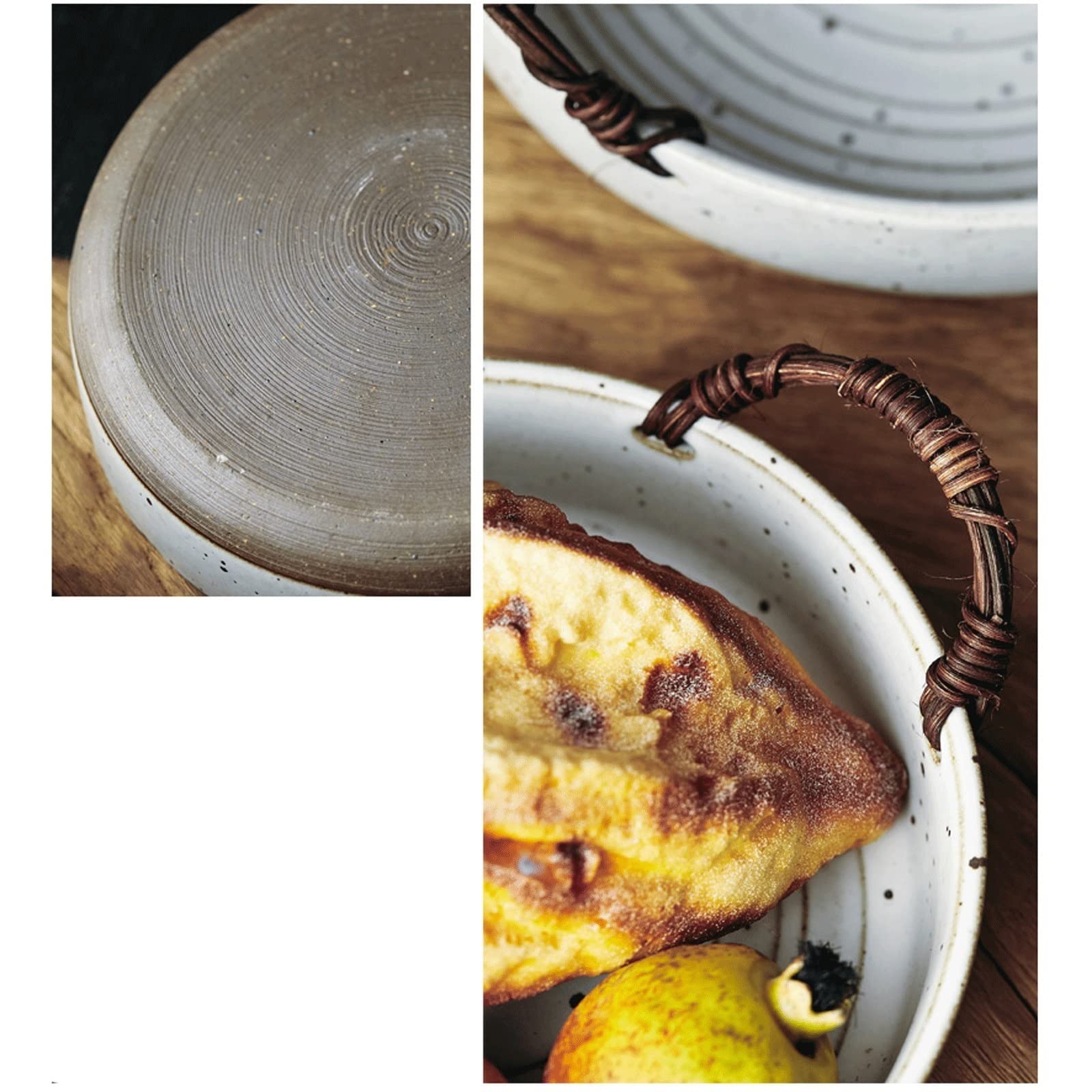 Ceramiczne talerze do serwowania Talerze do serwowania z uchwytami Okrągła taca Jedzenie Talerze śniadaniowe Talerze stolików kawowych (Color : A)
