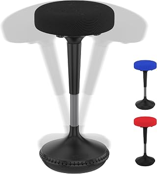 Uncaged Ergonomics Wobble Stool Height Adjustable 2333" Ergonomic Standing Desk Chair, Flexible Seating for Office, Classroom, and Active Sitting - Black