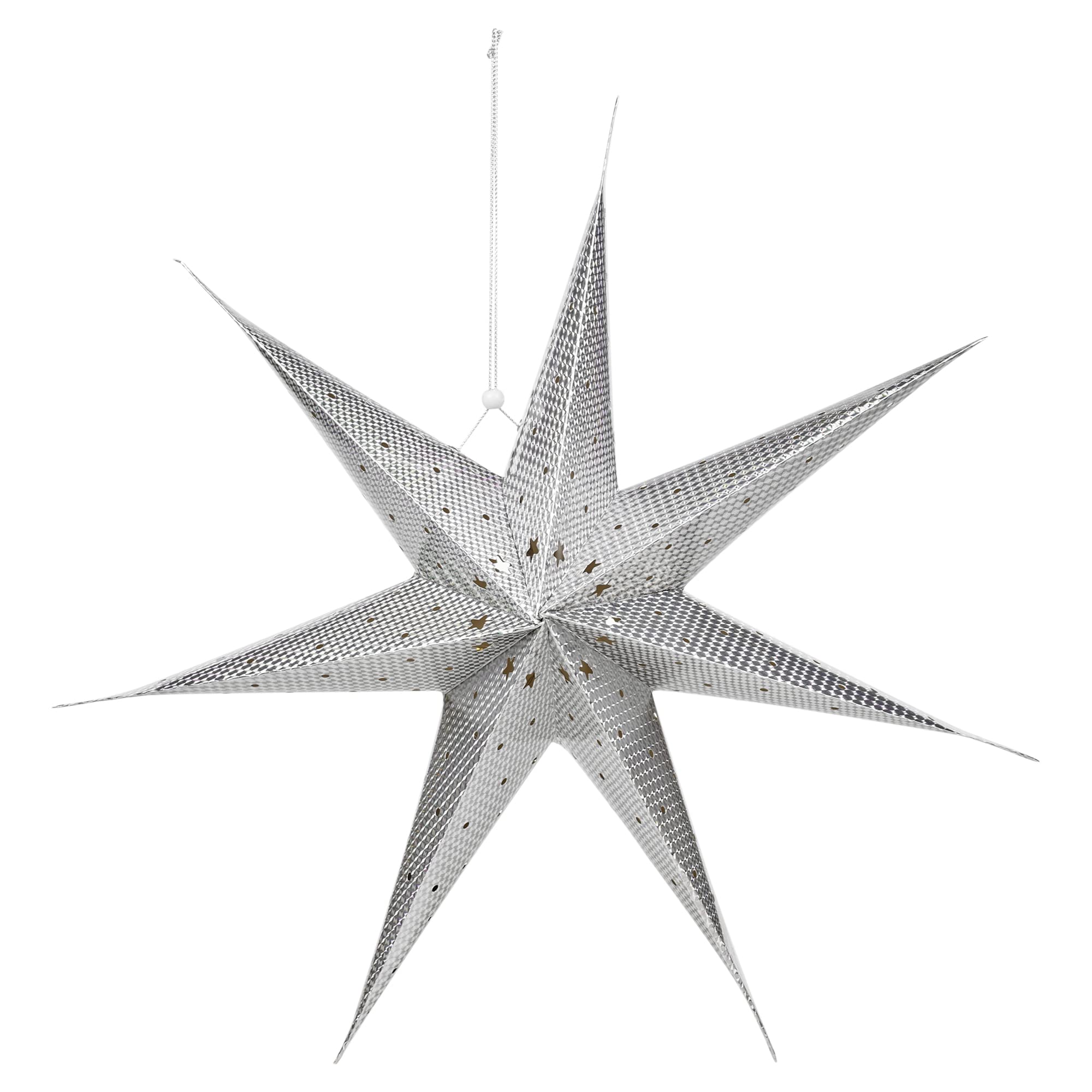 Urbnliving Silver Large Led Decorative Festive Hanging Christmas Paper Star Xmas Lantern (Silver)