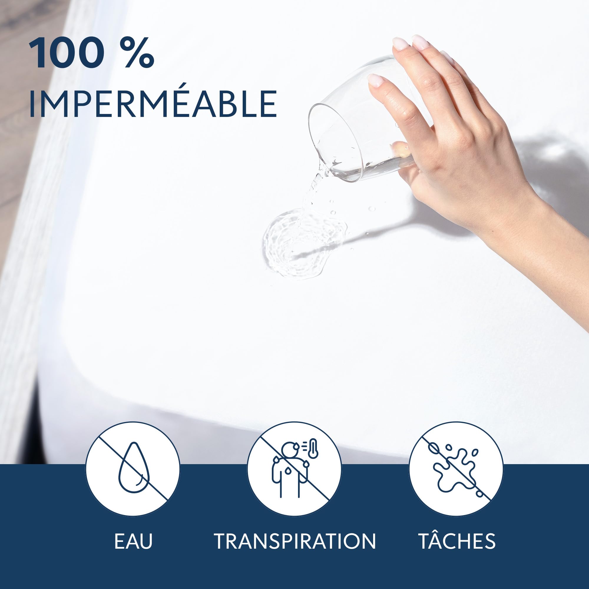 Dreamzie - Protege Matelas 90x200 cm - Imperméable et Résistant - Alese 90x200 cm - Protection Optimale et Respirante - 2