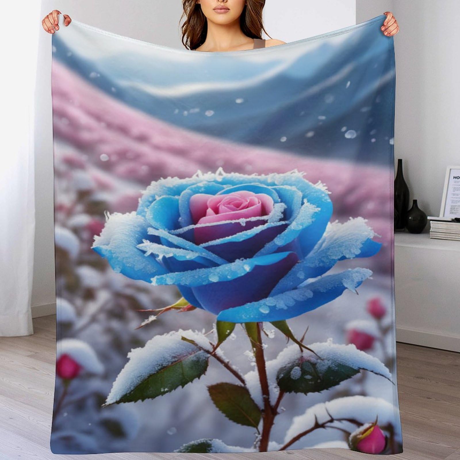Couverture polaire rose en flannel polyester plaid de canapé doux chaud 130x180 cm