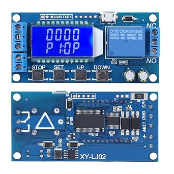 Oumefar 2PCS Timer Delay Relay XY-LJ02 Cycle Trigger Delay Timer Switch Circuit Electronic Relay Module with LCD Display, 12V Timer Relay Delay Controller Module Support Micro USB 5V Input