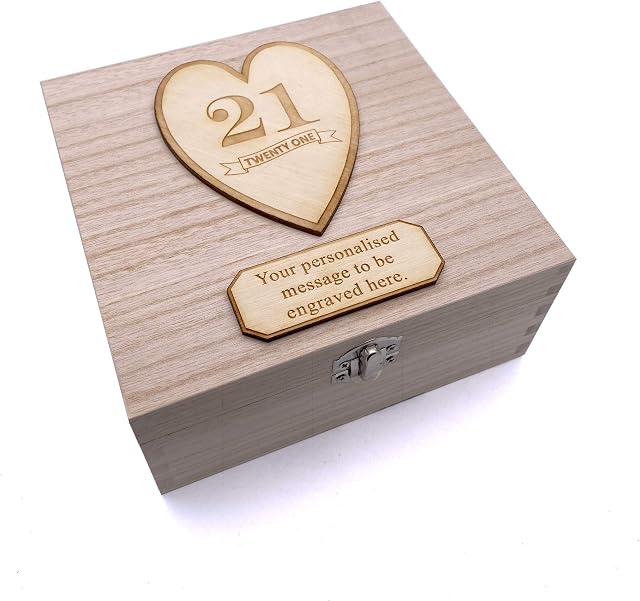 ukgiftstoreonline Personalised Wooden Keepsake Memory Birthday Gift Box 13th, 16th, 18th, 21st, 30th, 40th, 50th, 60th, 70th