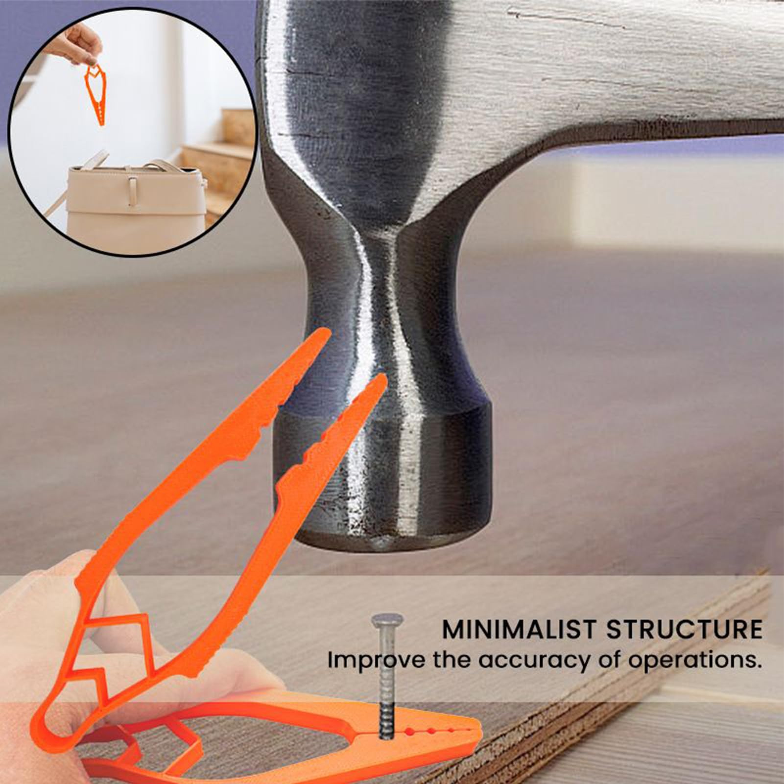 Nails Holder Hammering, Nail Fixing Tool, 4,41 x 1,38 x 0,35 pulgadas, Anti Smash Finger Protector, Ergonómico Pliers for Carpentry, Woodworking, Construcción, Home Repair Tasks