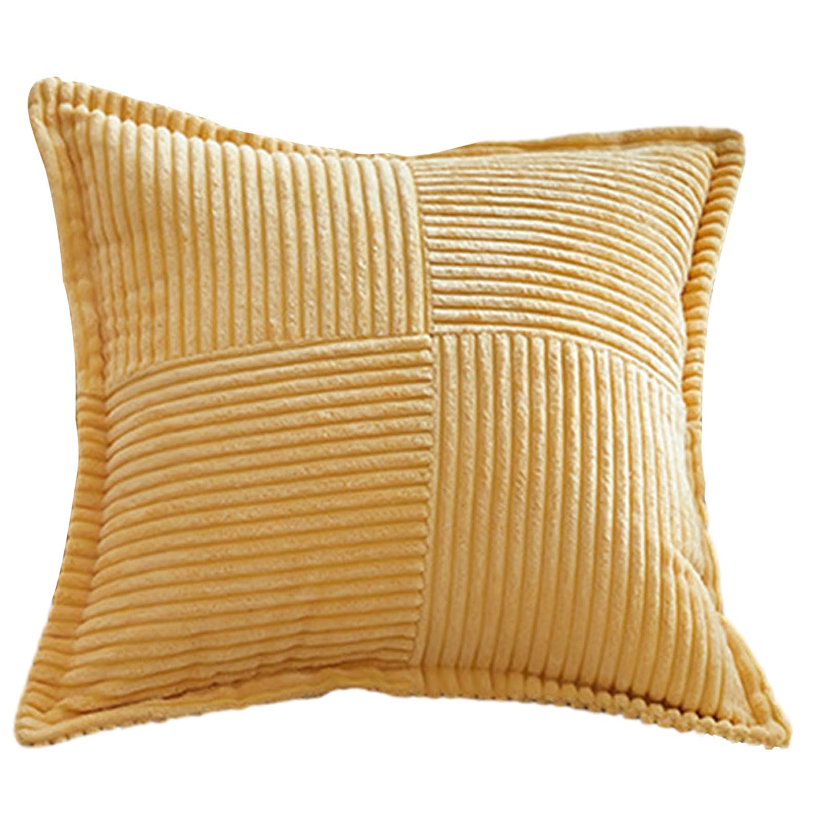 Kalttoy Bright Yellow Pillow Cover Stripe Cushion Covers 45X45cm Square Decorative Pillow Cover For Home School Bed Sofa Couch Throw Covers